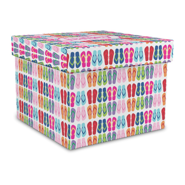 Custom FlipFlop Gift Box with Lid - Canvas Wrapped - Large (Personalized)