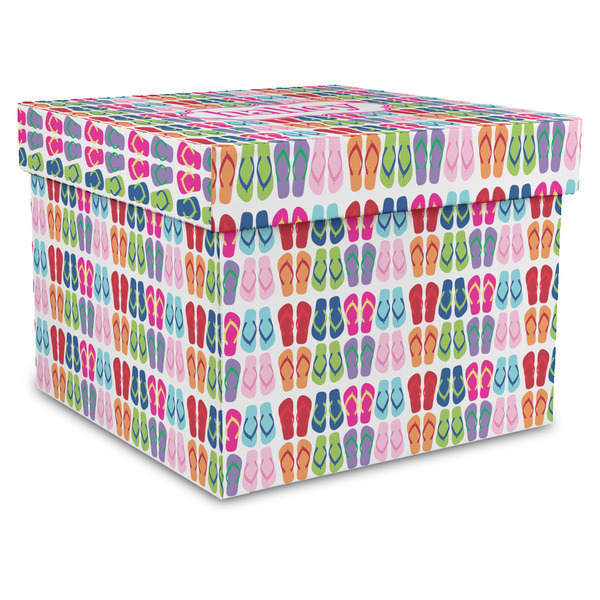 Custom FlipFlop Gift Box with Lid - Canvas Wrapped - X-Large (Personalized)