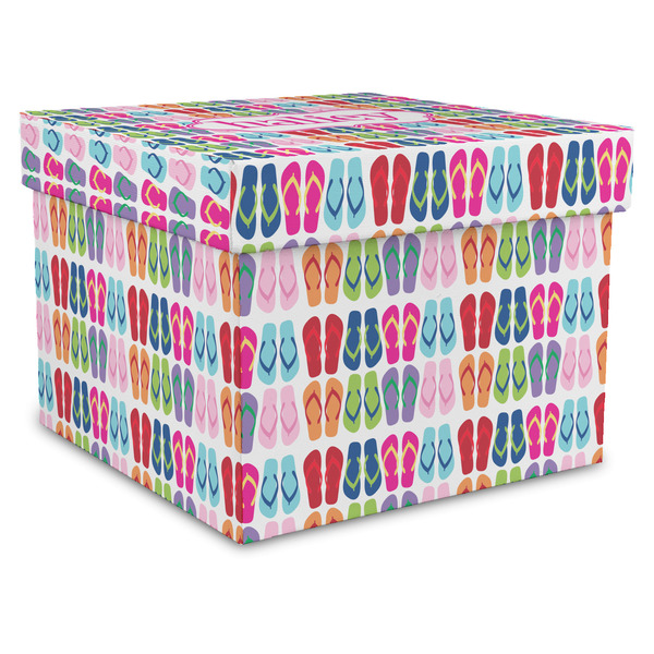 Custom FlipFlop Gift Box with Lid - Canvas Wrapped - XX-Large (Personalized)
