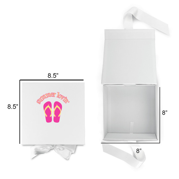 FlipFlop Gift Boxes with Magnetic Lid - White - Open & Closed
