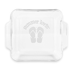 FlipFlop Glass Cake Dish with Truefit Lid - 8in x 8in (Personalized)