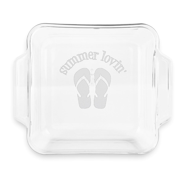 Custom FlipFlop Glass Cake Dish with Truefit Lid - 8in x 8in (Personalized)