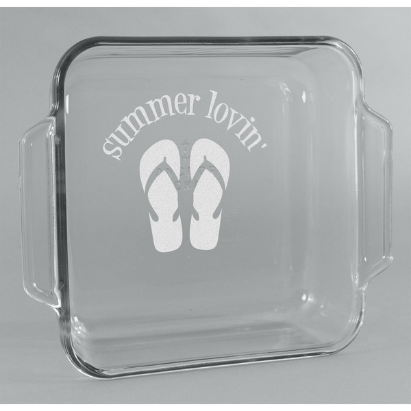 Custom FlipFlop Glass Cake Dish - 8in x 8in (Personalized)