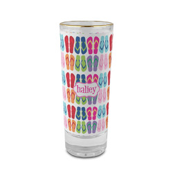 FlipFlop 2 oz Shot Glass -  Glass with Gold Rim - Set of 4 (Personalized)
