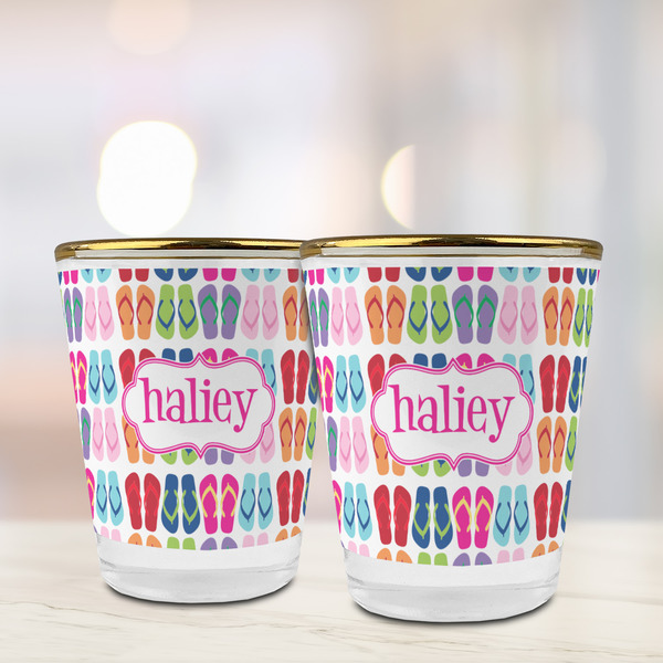 FlipFlop Glass Shot Glass - with gold rim - LIFESTYLE