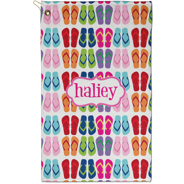 Custom FlipFlop Golf Towel - Poly-Cotton Blend - Small w/ Name or Text