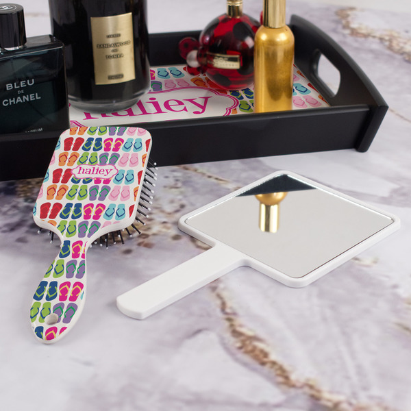 FlipFlop Hair Brush - With Hand Mirror