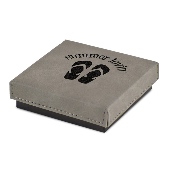 Custom FlipFlop Jewelry Gift Box - Engraved Leather Lid (Personalized)