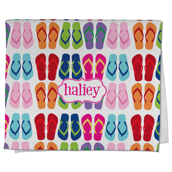 Custom FlipFlop Kitchen Towel - Poly Cotton w/ Name or Text