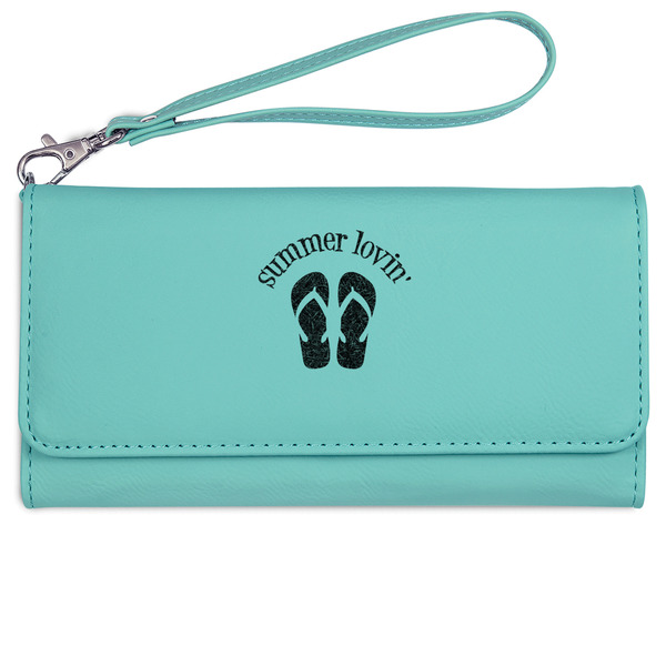 FlipFlop Ladies Wallet - Leather - Teal - Front View