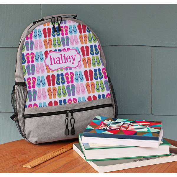 FlipFlop Large Backpack - Gray - On Desk