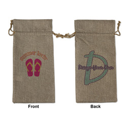 FlipFlop Large Burlap Gift Bag - Front & Back (Personalized)