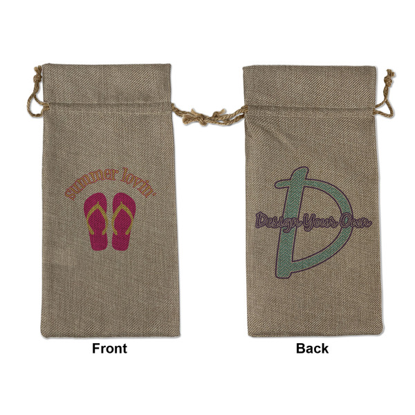 Custom FlipFlop Large Burlap Gift Bag - Front & Back (Personalized)