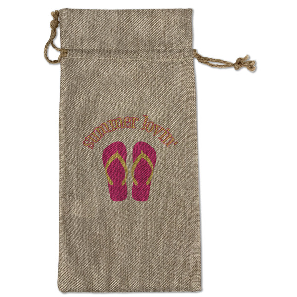 FlipFlop Large Burlap Gift Bags - Front