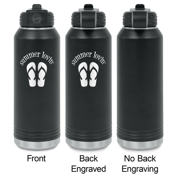 FlipFlop Laser Engraved Water Bottles - 2 Styles - Front & Back View