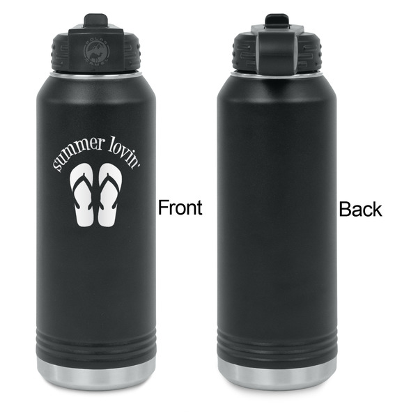 FlipFlop Laser Engraved Water Bottles - Front Engraving - Front & Back View