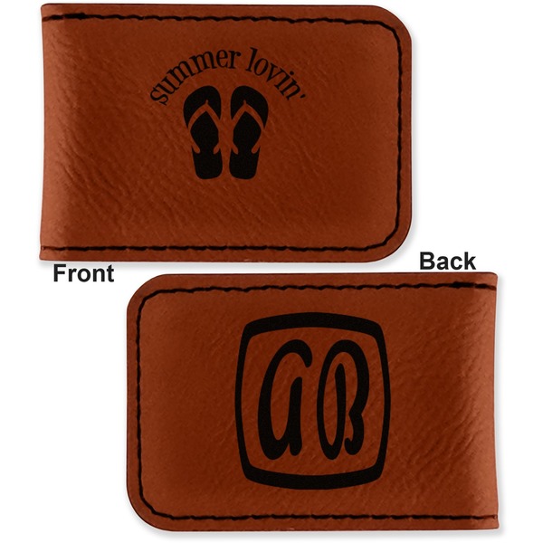 FlipFlop Leatherette Magnetic Money Clip - Front and Back