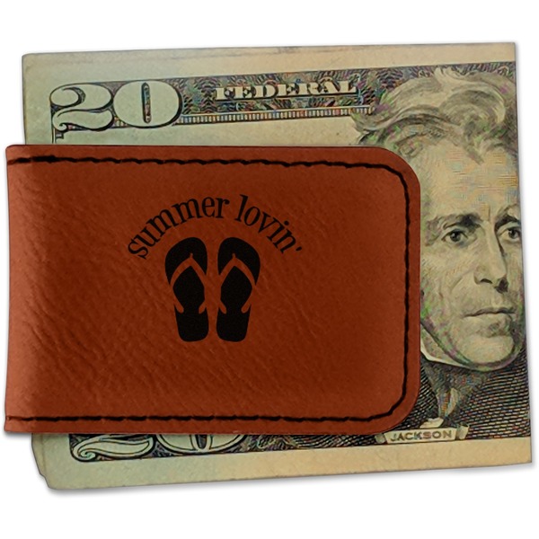Custom FlipFlop Leatherette Magnetic Money Clip (Personalized)