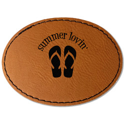 FlipFlop Faux Leather Iron On Patch - Oval (Personalized)