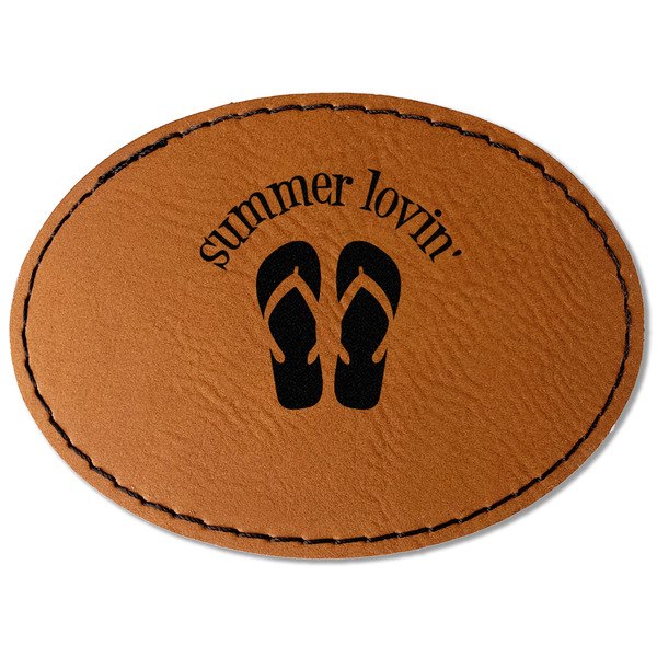 Custom FlipFlop Faux Leather Iron On Patch - Oval (Personalized)