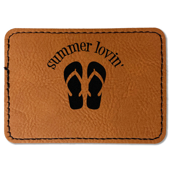 Custom FlipFlop Faux Leather Iron On Patch - Rectangle (Personalized)