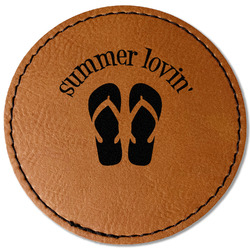 FlipFlop Faux Leather Iron On Patch - Round (Personalized)