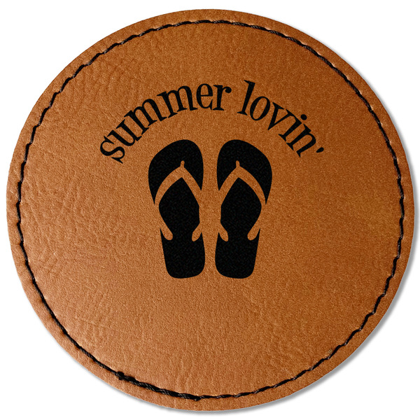 Custom FlipFlop Faux Leather Iron On Patch - Round (Personalized)