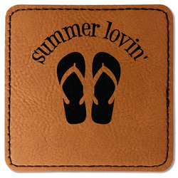 FlipFlop Faux Leather Iron On Patch - Square (Personalized)