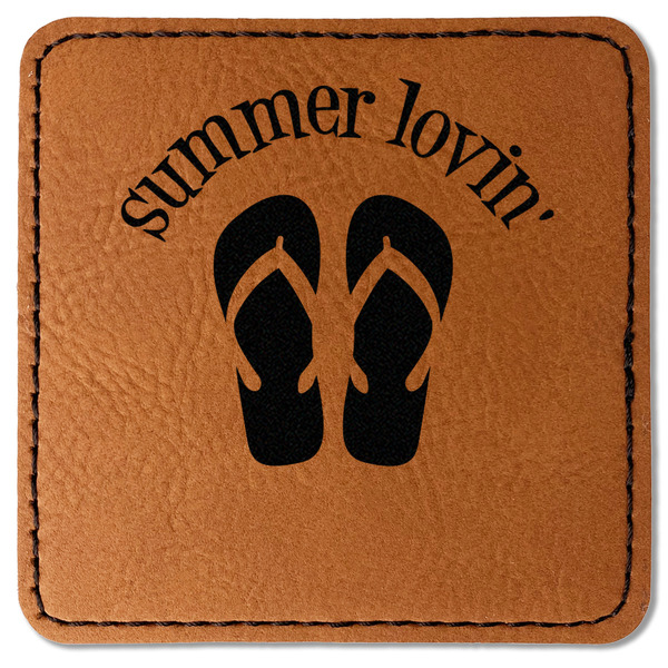 Custom FlipFlop Faux Leather Iron On Patch - Square (Personalized)