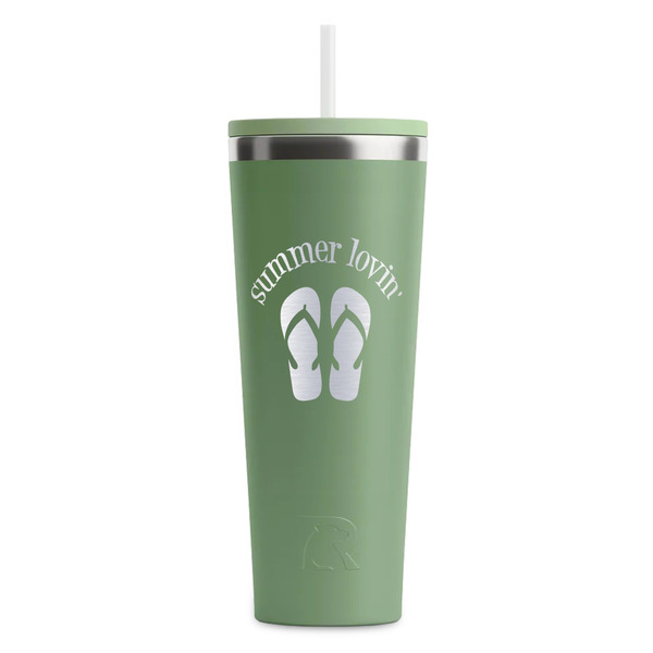 Custom FlipFlop RTIC Everyday Tumbler with Straw - 28oz - Light Green - Single-Sided (Personalized)