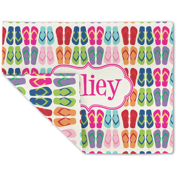 Custom FlipFlop Double-Sided Linen Placemat - Single w/ Name or Text