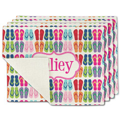 FlipFlop Single-Sided Linen Placemat - Set of 4 w/ Name or Text