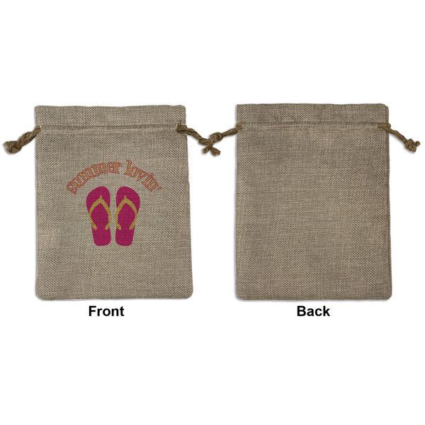 FlipFlop Medium Burlap Gift Bag - Front Approval
