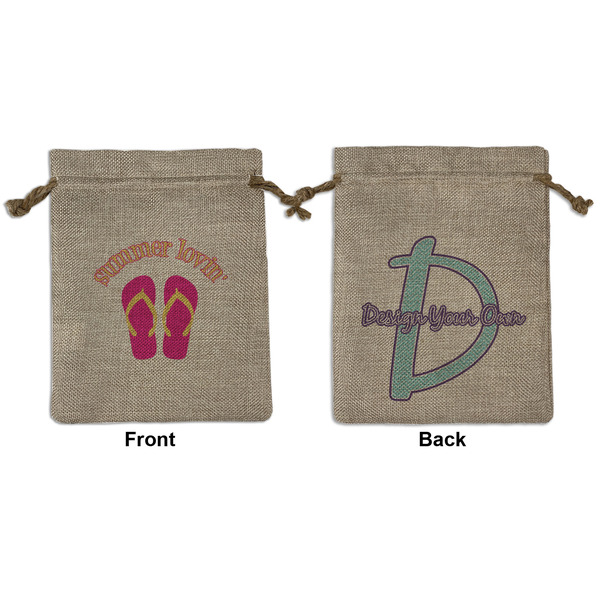 Custom FlipFlop Medium Burlap Gift Bag - Front & Back (Personalized)