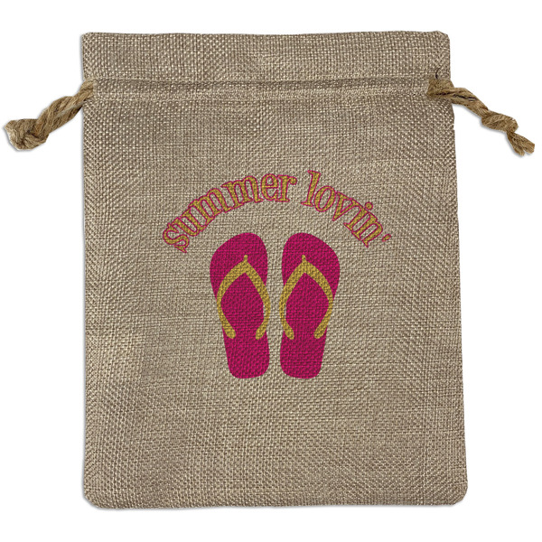Custom FlipFlop Burlap Gift Bag (Personalized)