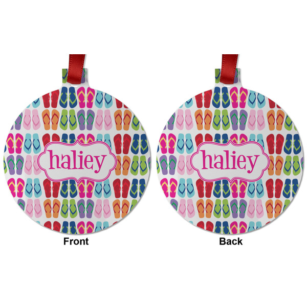 FlipFlop Metal Ball Ornament - Front and Back