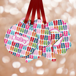 FlipFlop Metal Ornaments - Double Sided w/ Name or Text