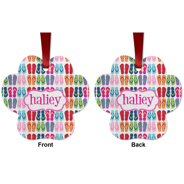 FlipFlop Metal Paw Ornament - Front and Back