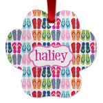 FlipFlop Metal Paw Ornament - Double Sided w/ Name or Text