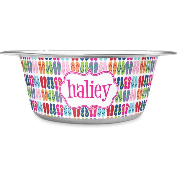 Custom FlipFlop Stainless Steel Dog Bowl - Large (Personalized)