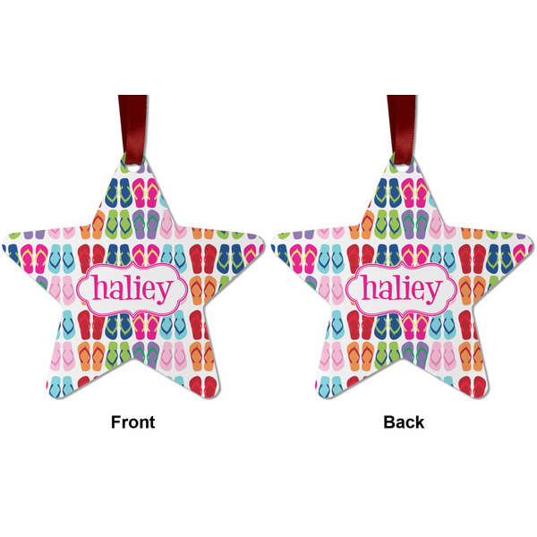 FlipFlop Metal Star Ornament - Front and Back