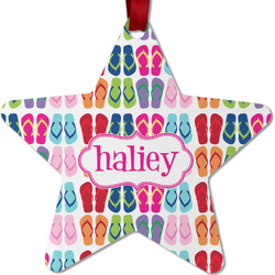 FlipFlop Metal Star Ornament - Double Sided w/ Name or Text