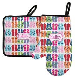 FlipFlop Left Oven Mitt & Pot Holder Set w/ Name or Text