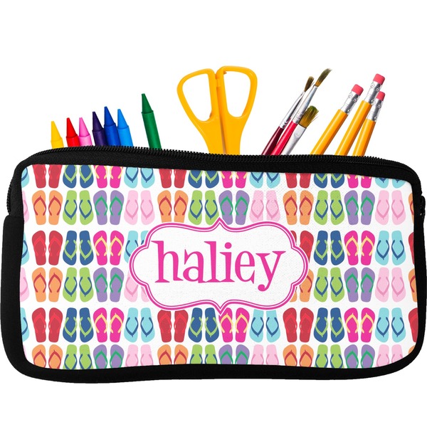Custom FlipFlop Neoprene Pencil Case - Small w/ Name or Text