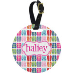 FlipFlop Plastic Luggage Tag - Round (Personalized)