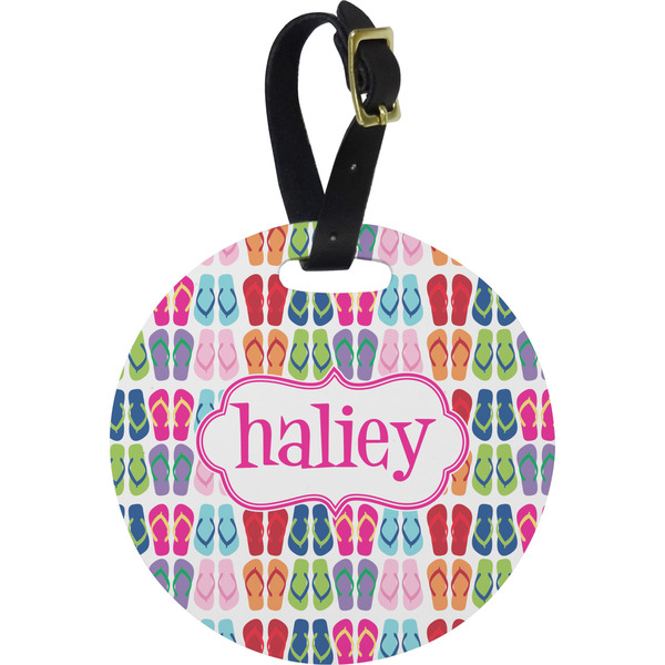 Custom FlipFlop Plastic Luggage Tag - Round (Personalized)