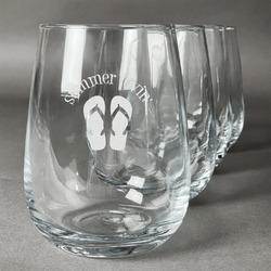 FlipFlop Stemless Wine Glasses (Set of 4) (Personalized)