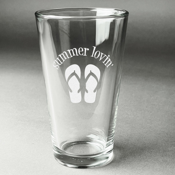 Custom FlipFlop Pint Glass - Engraved (Single) (Personalized)