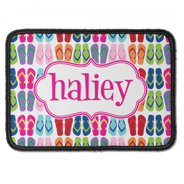 Custom FlipFlop Iron On Rectangle Patch w/ Name or Text