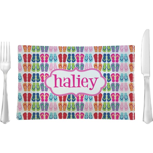 Custom FlipFlop Rectangular Glass Lunch / Dinner Plate - Single or Set (Personalized)